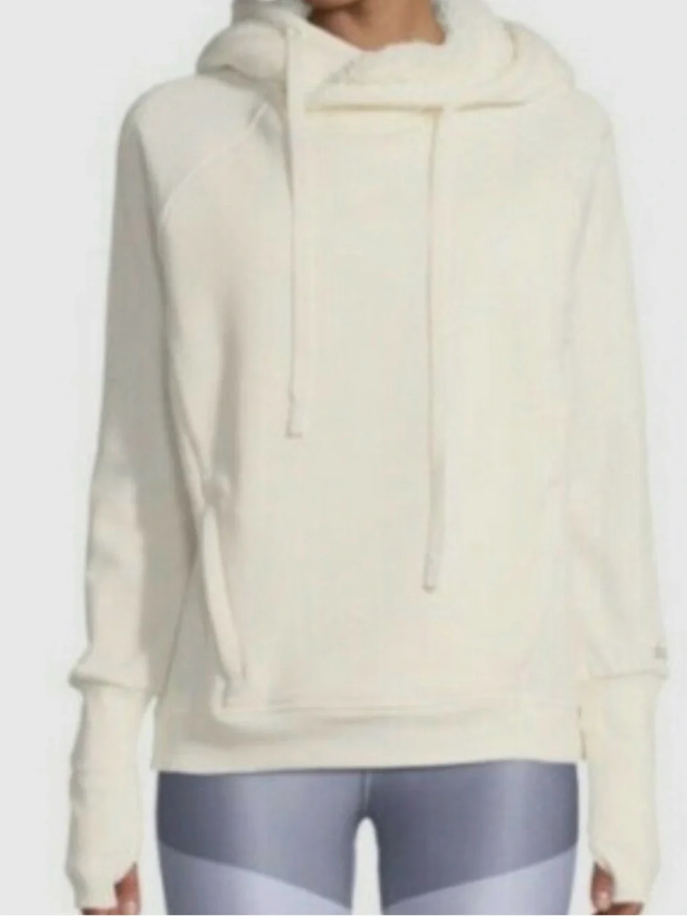 ALO Yoga Frost Fleece Pull On Hoodie in Ivory